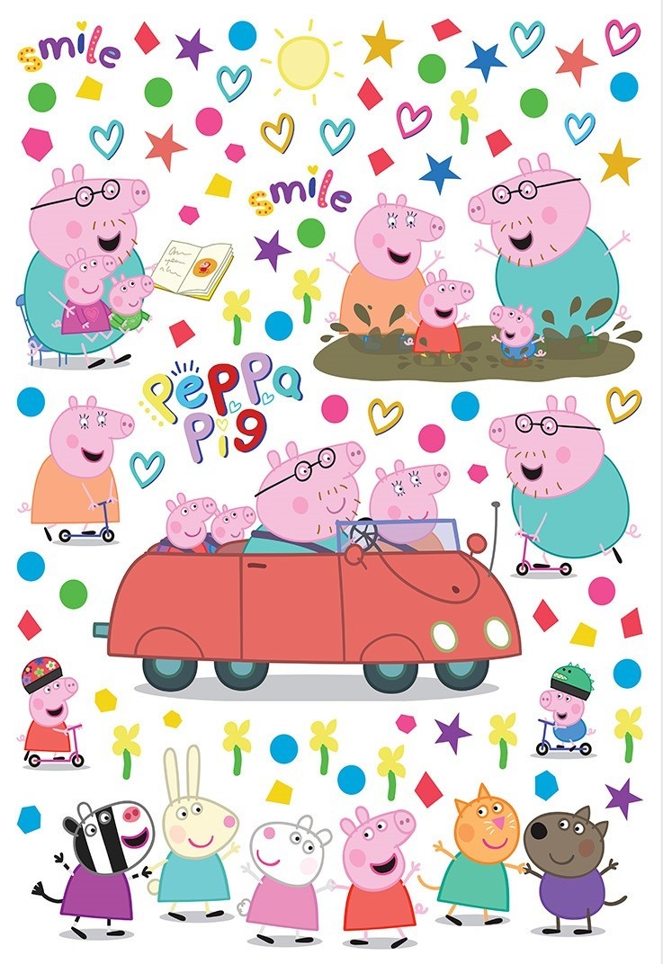 Peppa Pig Wall Stickers SET for kids boys bedroom Decor Vinyl Decals pink
