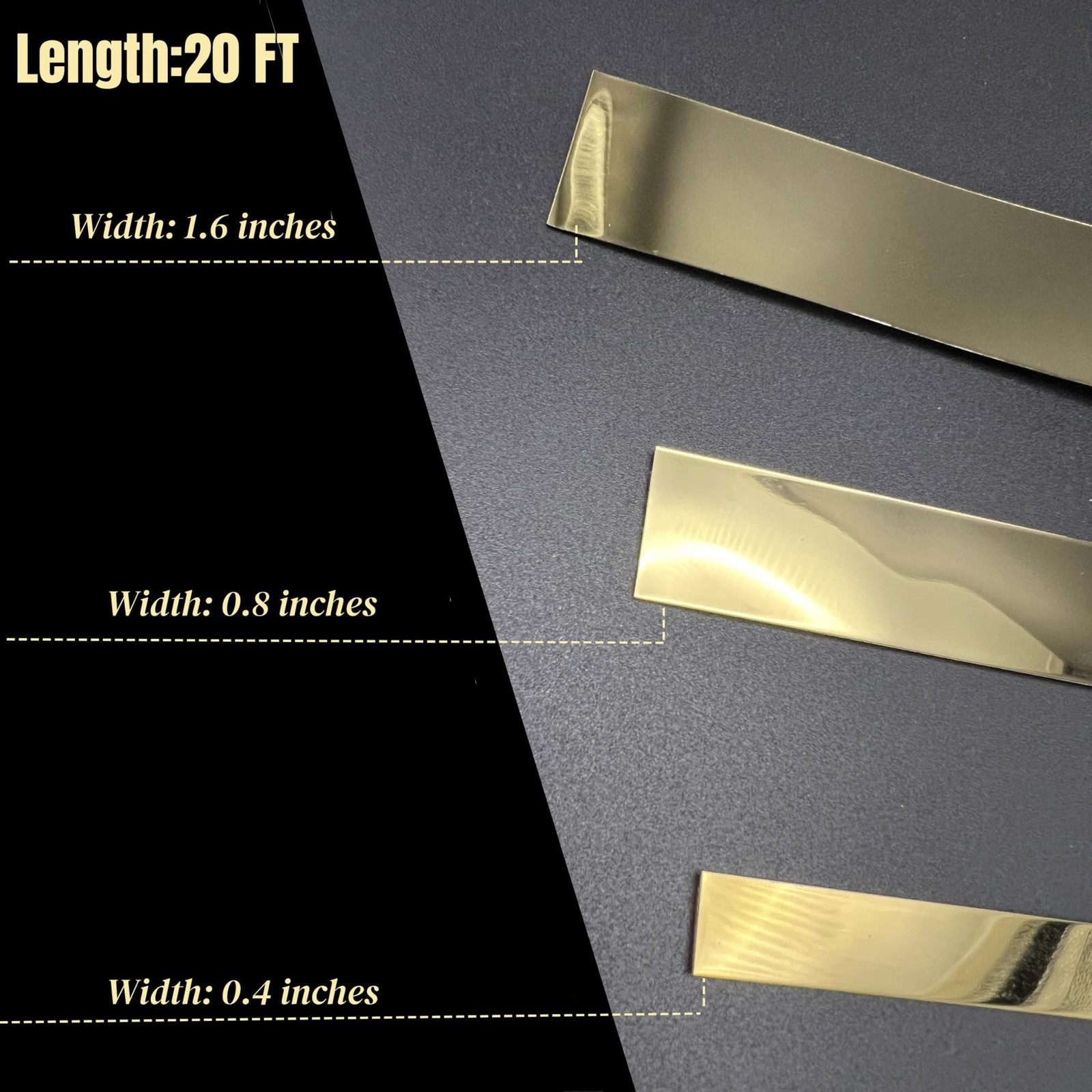 20FT Metal Wall Trim,Peel and Stick Molding Trim Frame, Brushed Glossy Stainl…
