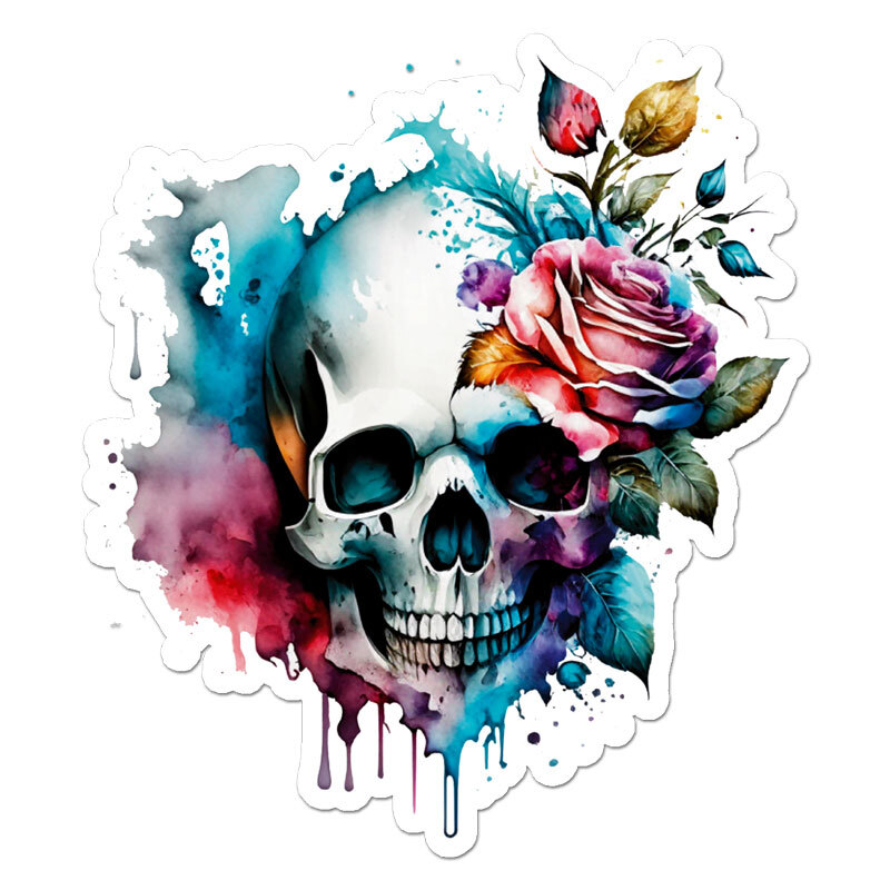 Skull Rose, Vinyl Decal Sticker, Indoor Outdoor, 3 Sizes, #11582