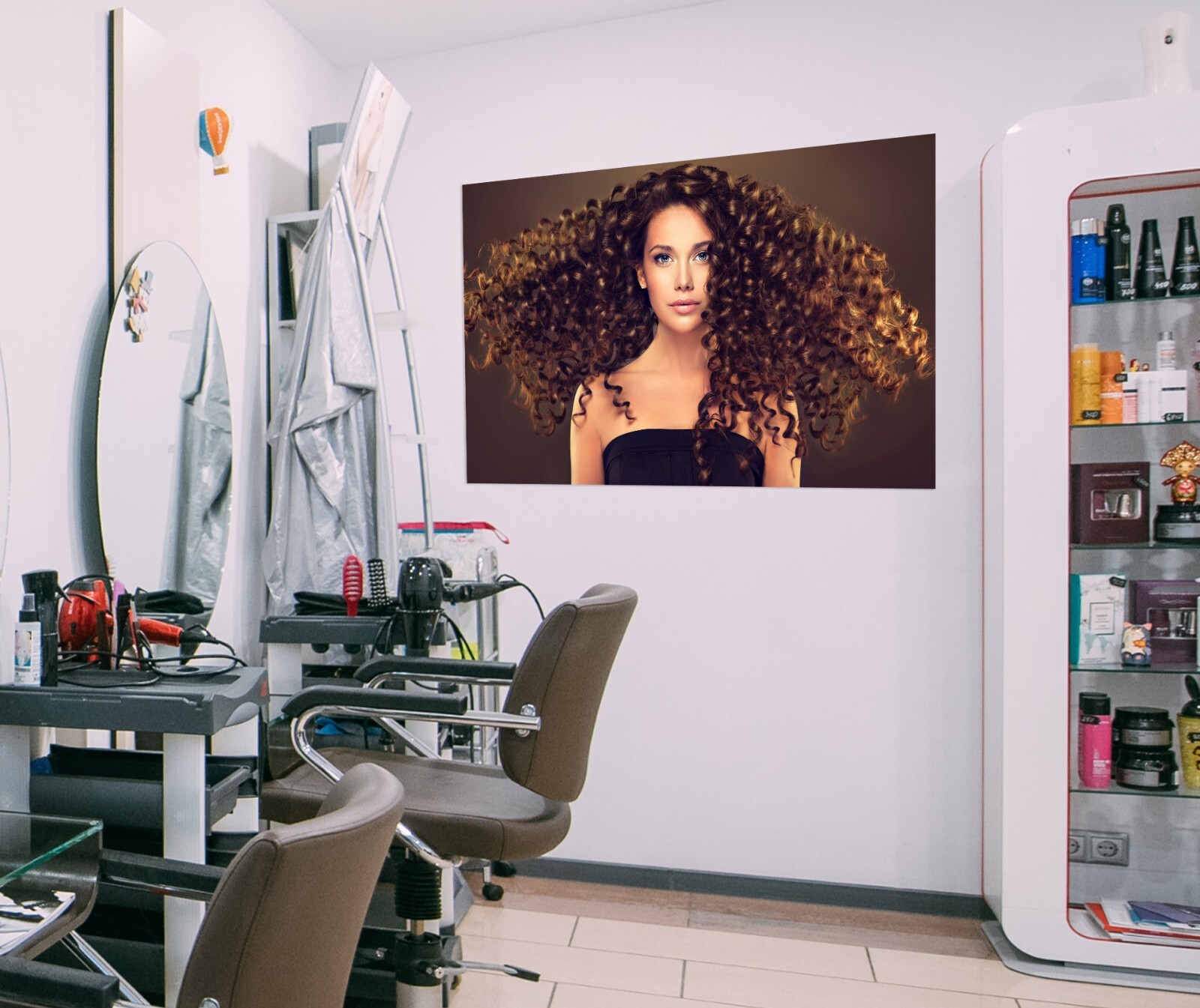 3D Wool Curls A06 Salon Barber Shop Wall Stickers Vinyl Wallpaper Murals Ann