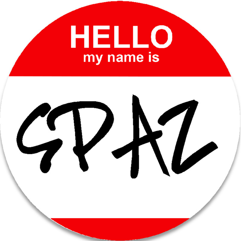 Hello My Name Is Spaz – 3 Inch Circle Sticker 3" x 3" – Nametag