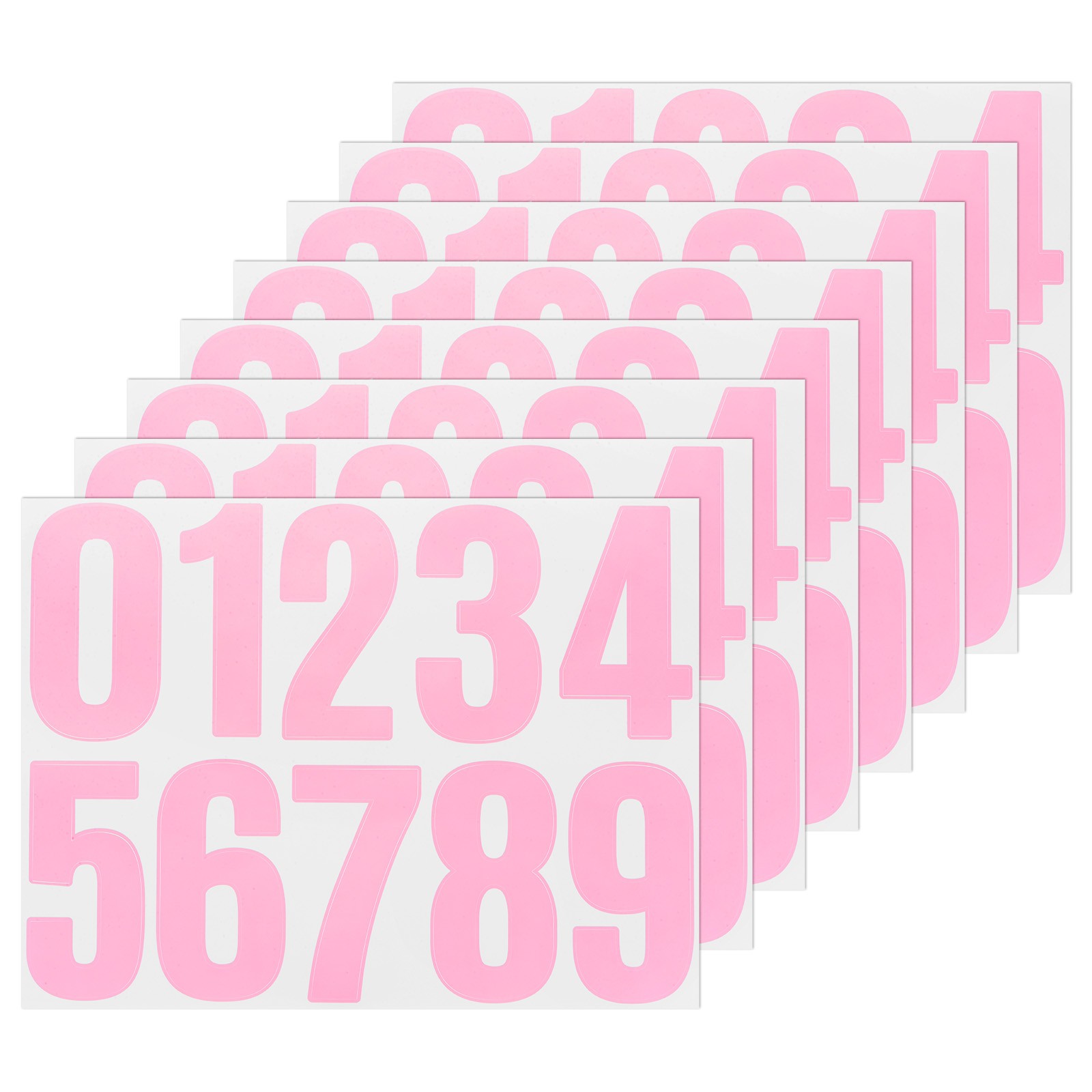 8 Sheets Numeric Stickers 4" Vinyl Stickers with Numbers 0 to 9 [80pcs Pink]