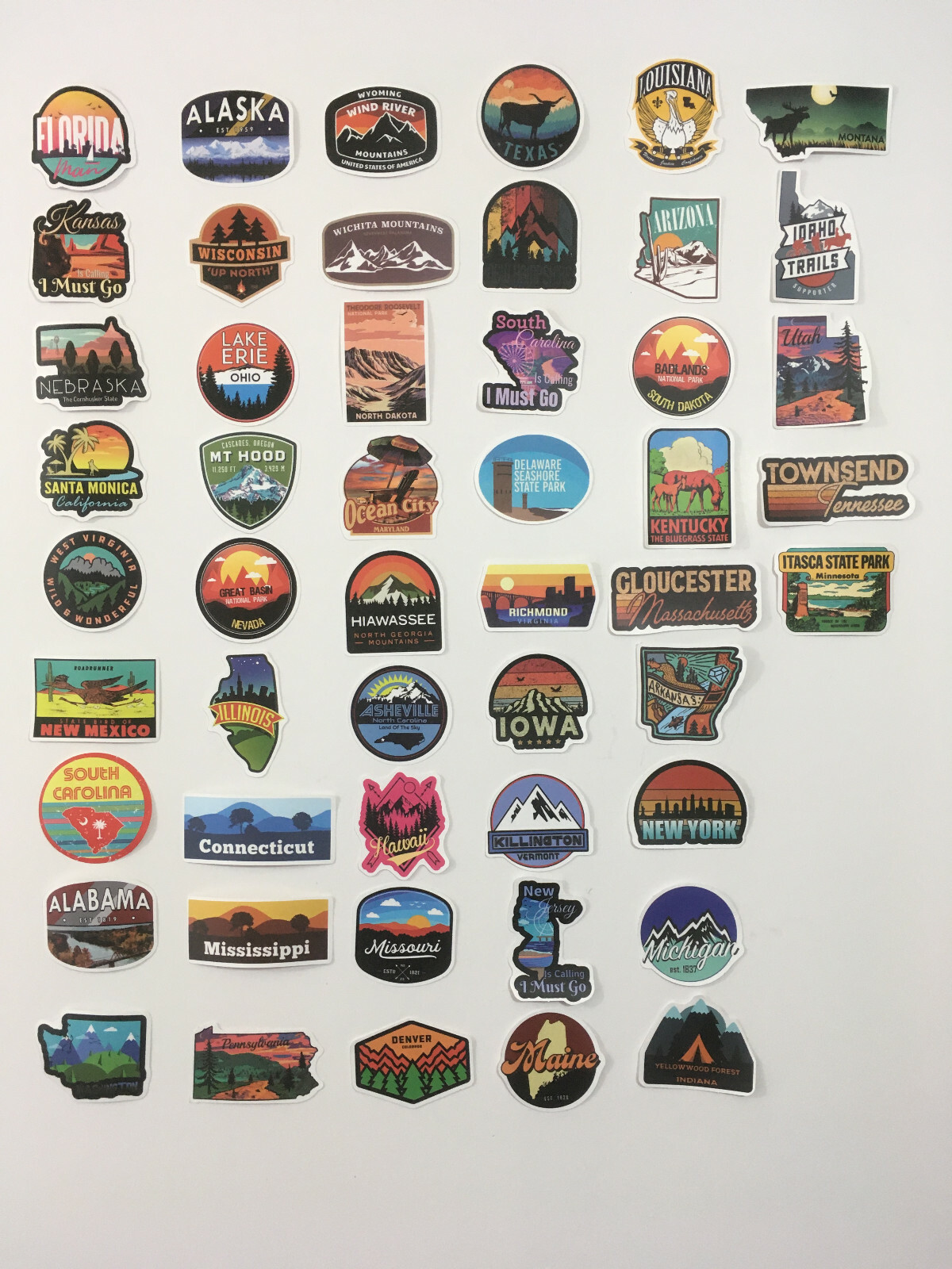 50 Pcs USA State Stickers Travel United States of America Sticker American