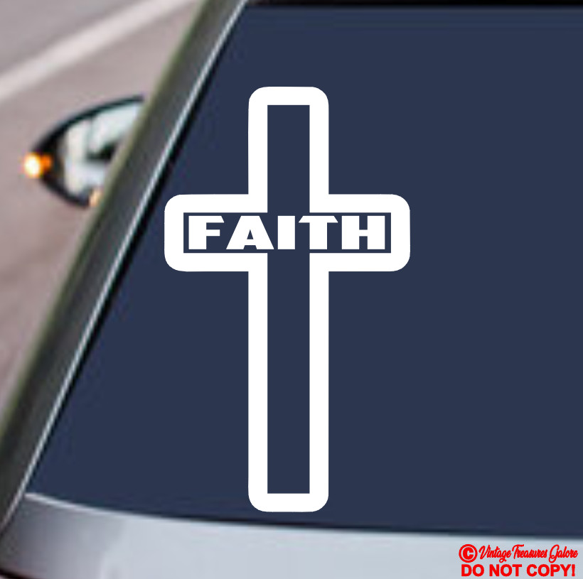 CROSS FAITH VINYL DECAL CAR WINDOW BUMPER STICKER GOD CHURCH RELIGIOUS JESUS