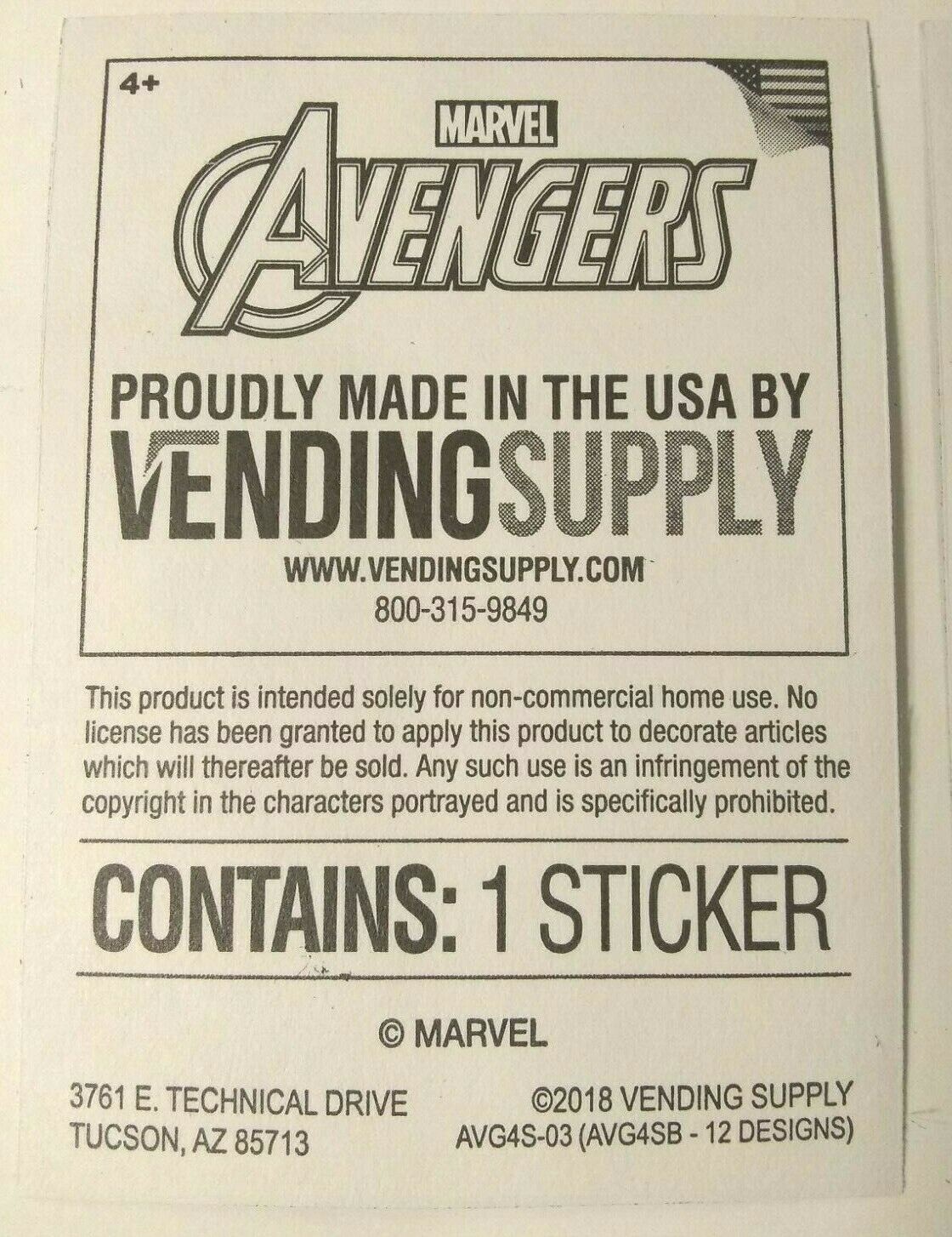 Official Marvel Avengers Thor Sticker Decal Vending Supply New Collectible