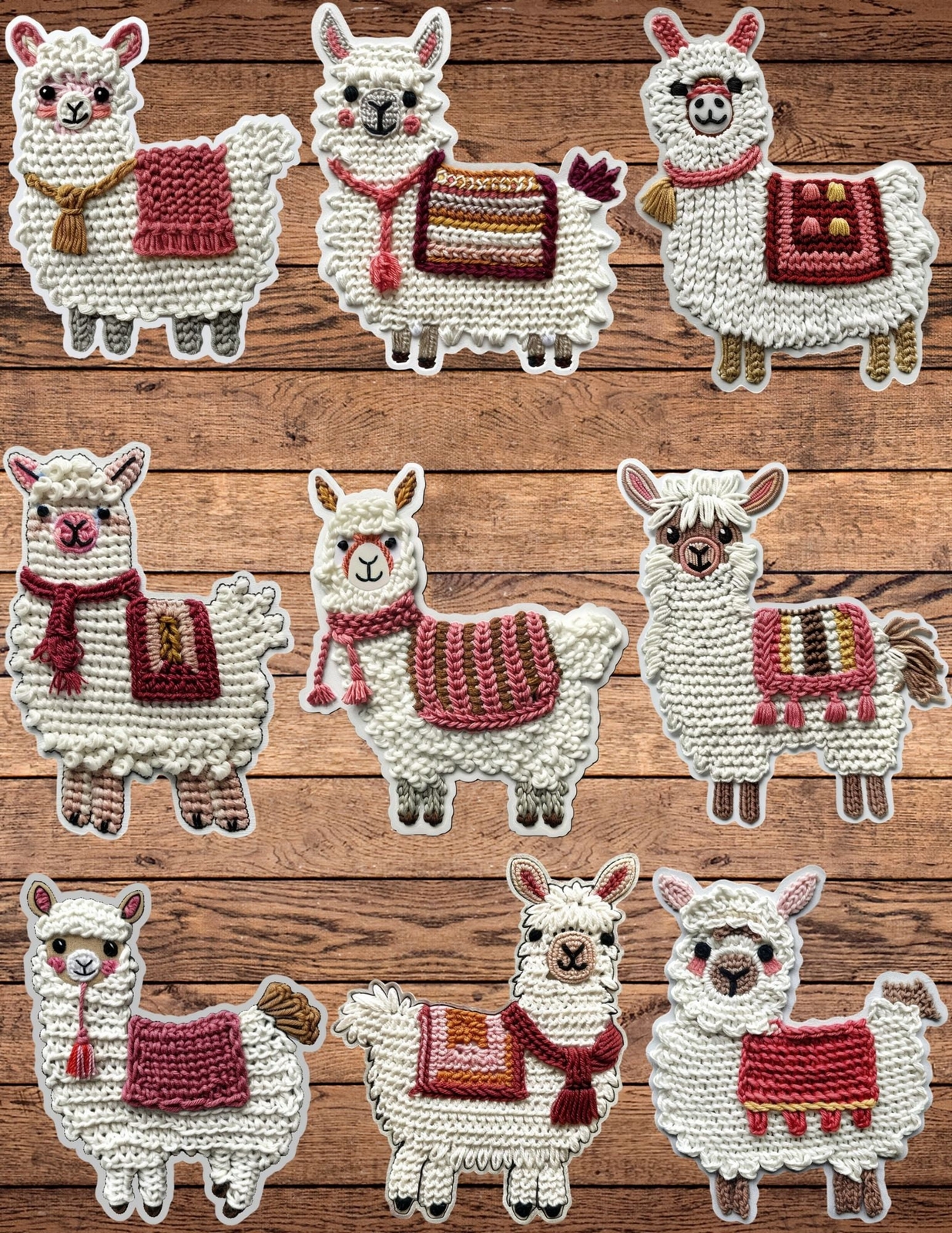 Cute Crochet Llama Die Cut Stickers Set Funny Sticker Laptop Sticker