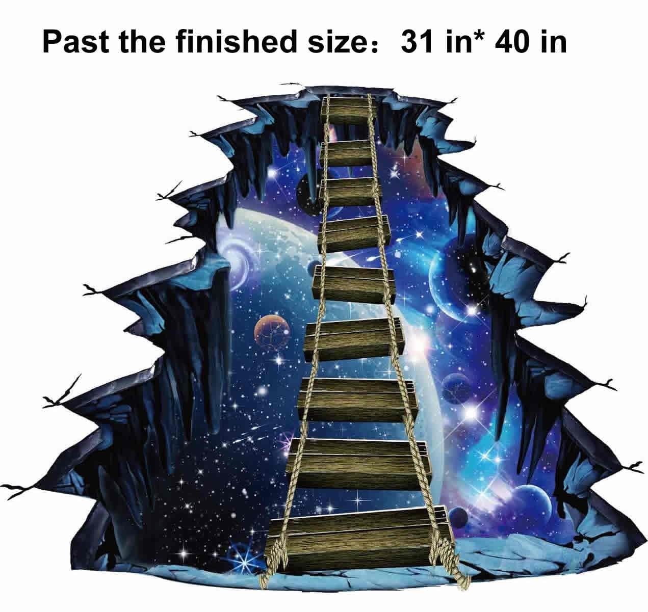 Blue Galaxy Bridge Wall Sticker,3D Outer Space Decorations Decal for Home Dec…