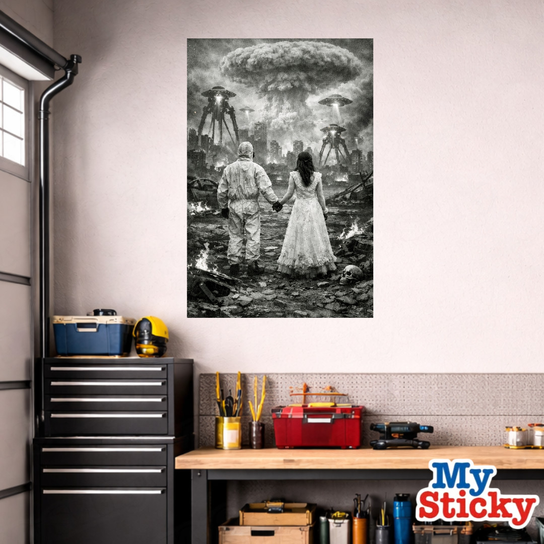 Post Apocalyptic Wedding Couple Removable Vinyl Decal Poster Wall Sticker Decor