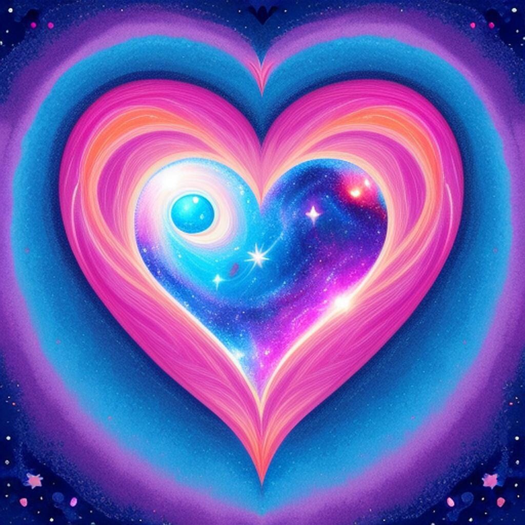 3” Galaxy Heart Rainbow Psychedelic Colorful Cute Love Space Moon Stars