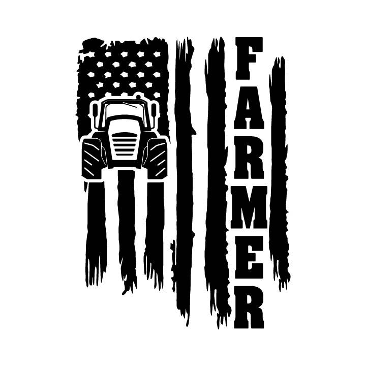 Distressed American Flag Tractor Farmer Farm USA Patriot Decal Sticker 3