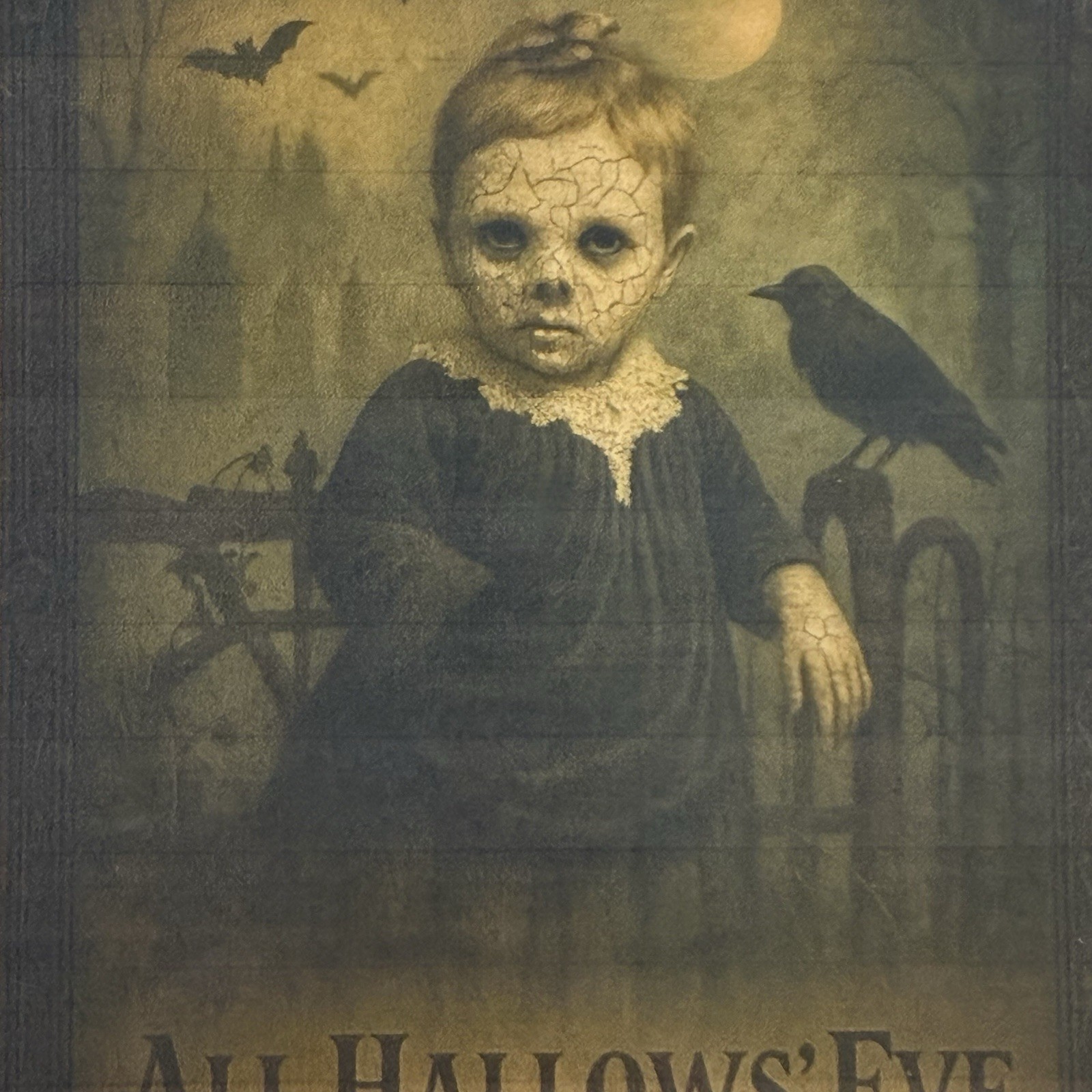 Victorian Gothic Halloween Sticker All Hallows Eve Vintage Design Homemade Art