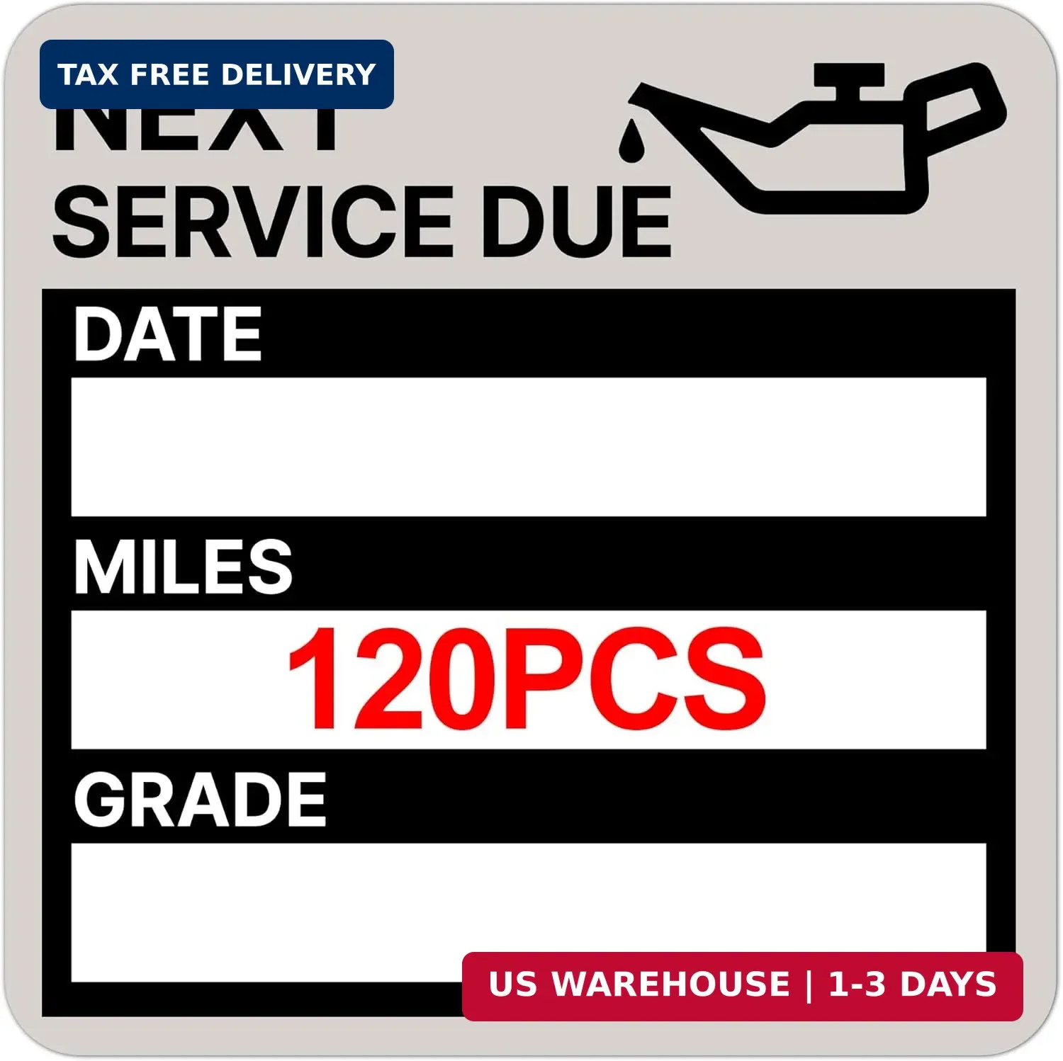 for Oil Change Sticker Static Cling, Clear Stickers 120 Pcs 2"x 2" Next Service