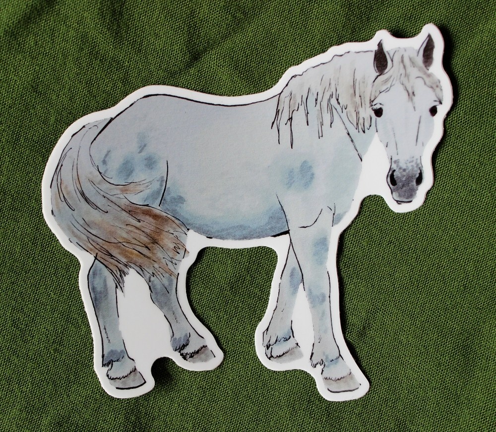 Gray Percheron Draft Horse 4" Vinyl Sticker