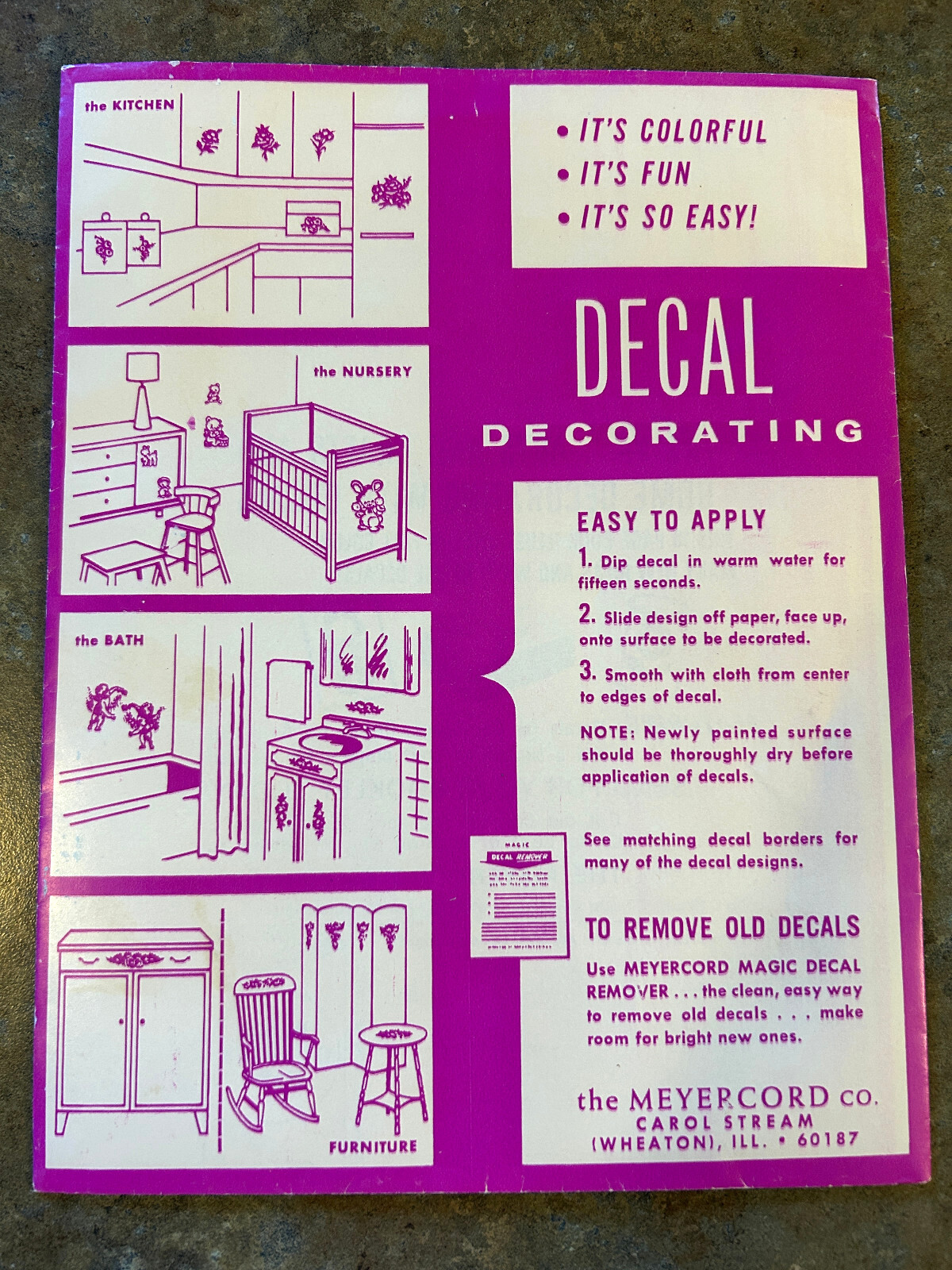 VTG Meyercord Decorator Decals Pink & Blue Swans 320-D Wall or Anywhere Decor