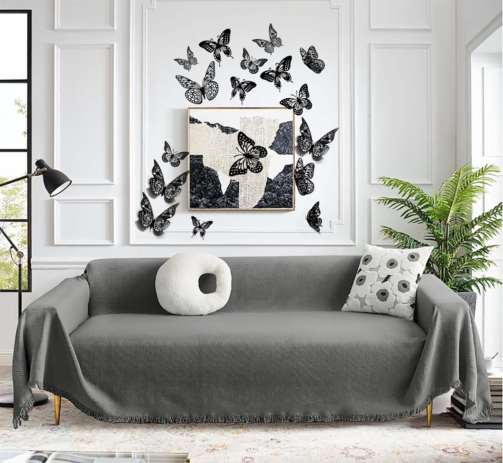 3D Black Butterfly Wall Stickers – 48 Pcs with 4 Styles & 3 Sizes, Removable …