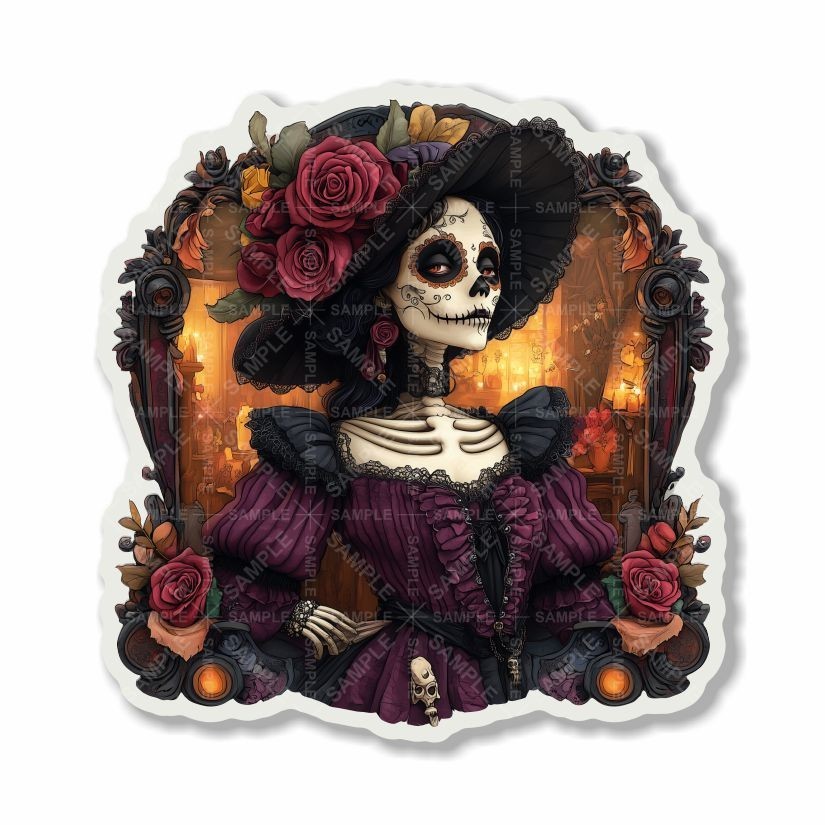Catrina, Day of the Dead, skull , Sticker, Peel N' Stick, Different Sizes