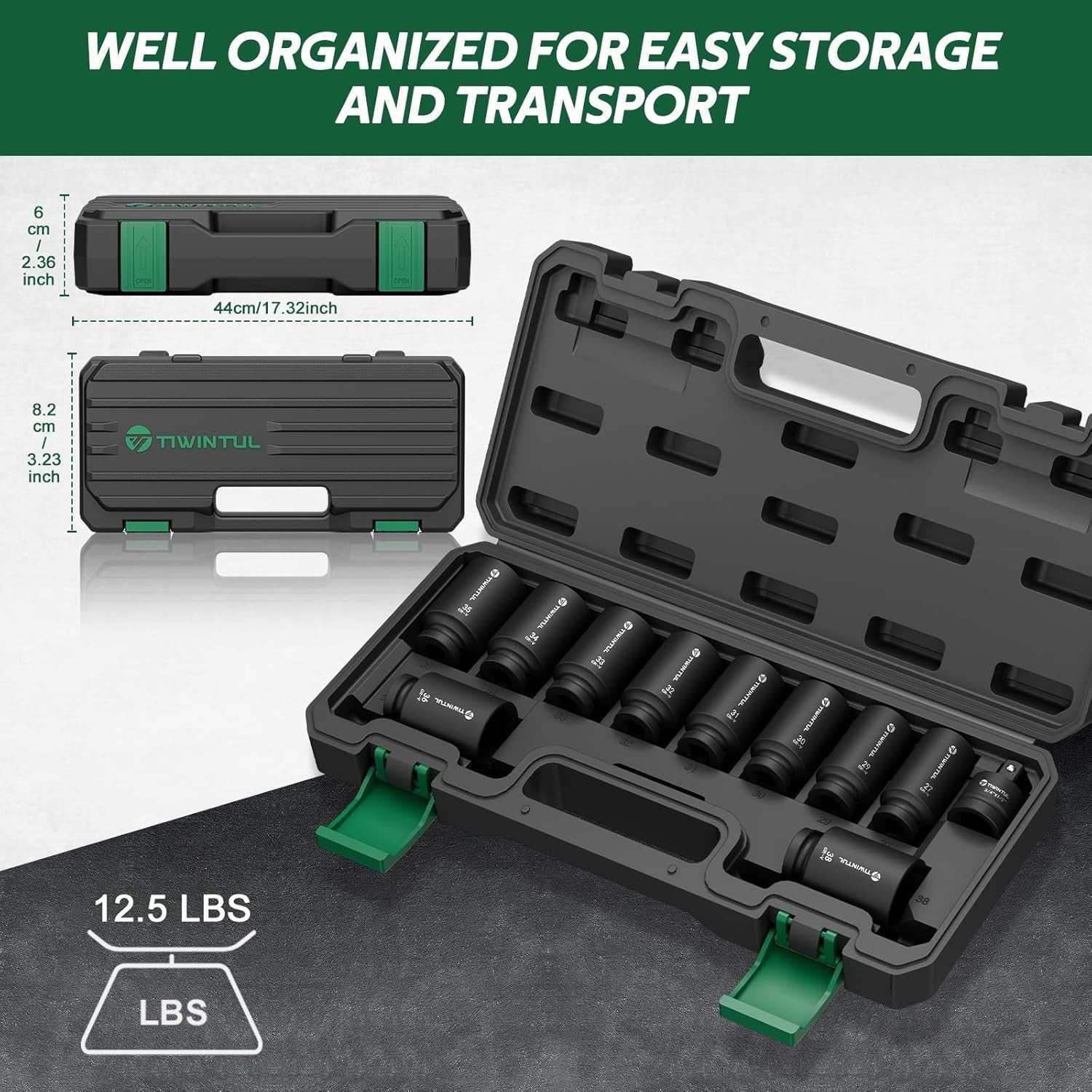 11-Piece Axle Nut Socket Set, Metric 1/2 Impact Socket 27Mm-38Mm, CR-MO 3/4"-1/2