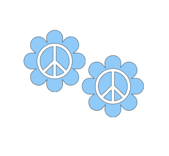 Flower Peace Sign Vinyl Decal Sticker Rearview Mirror Car Truck Bottle Set of 2
