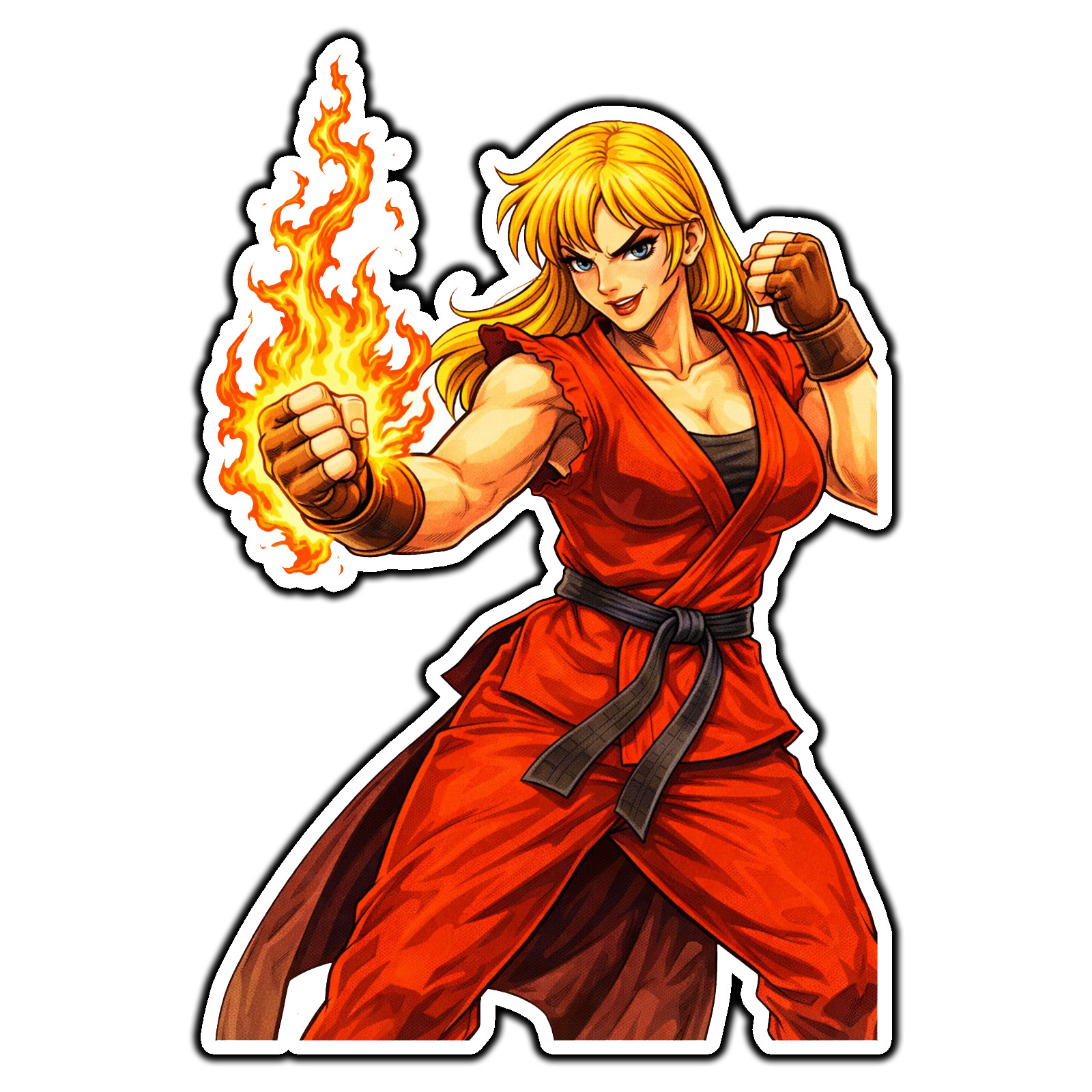 Female Ken #1 Street Fighter Retro Sticker Waterproof Vinyl Decal Die-Cut