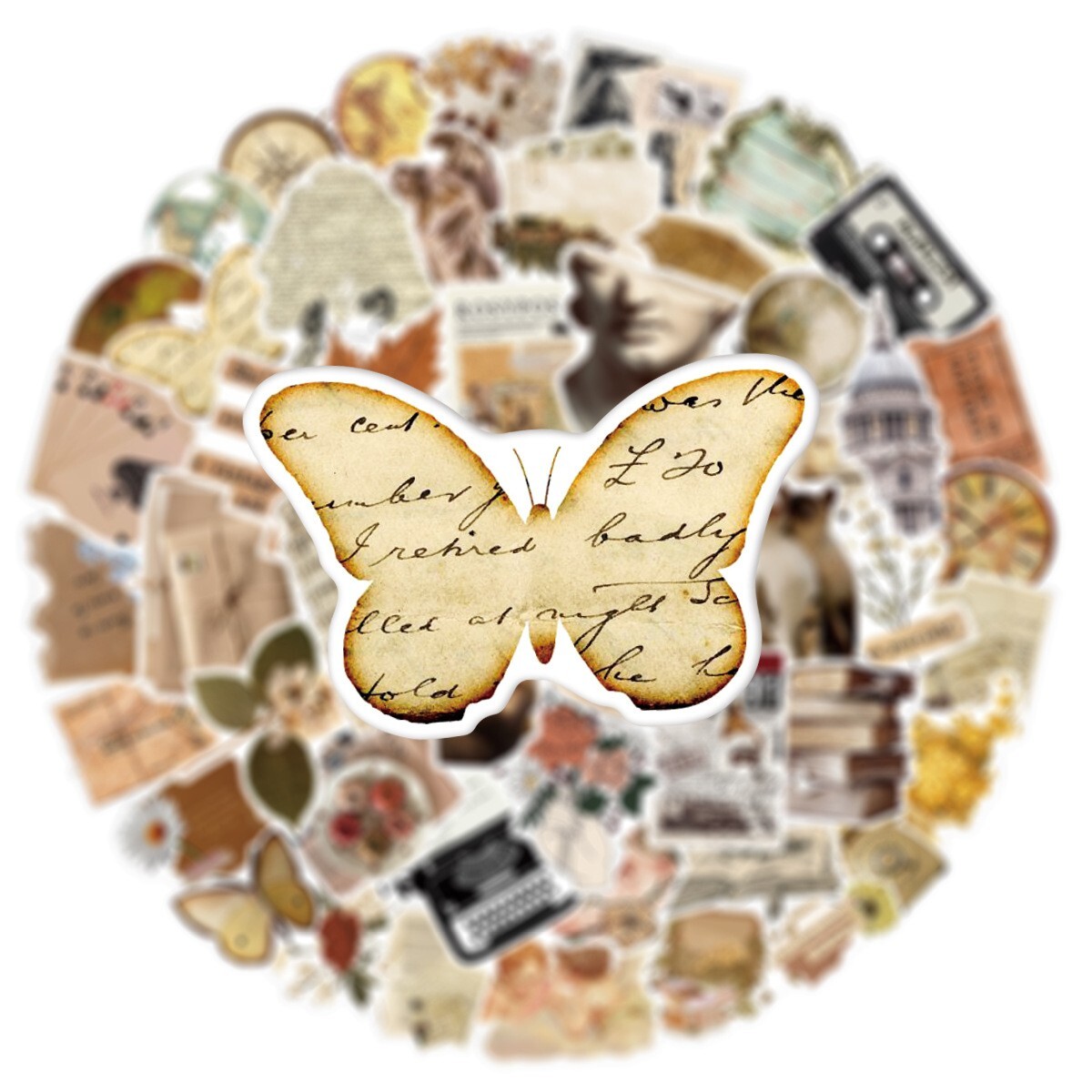 200pcs Retro Cottagecore Vintage STICKER PACK，#201206226251