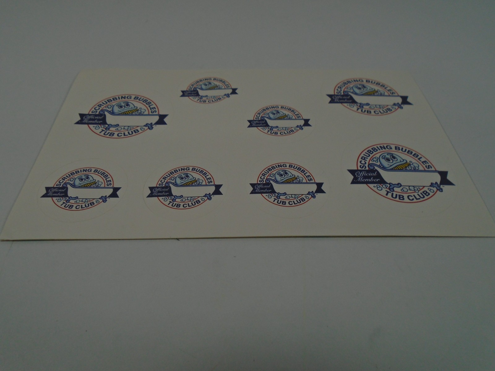 SCRUBBING BUBBLES TUB CLUB OFFICIAL MEMBER STICKER SHEET (NEW)