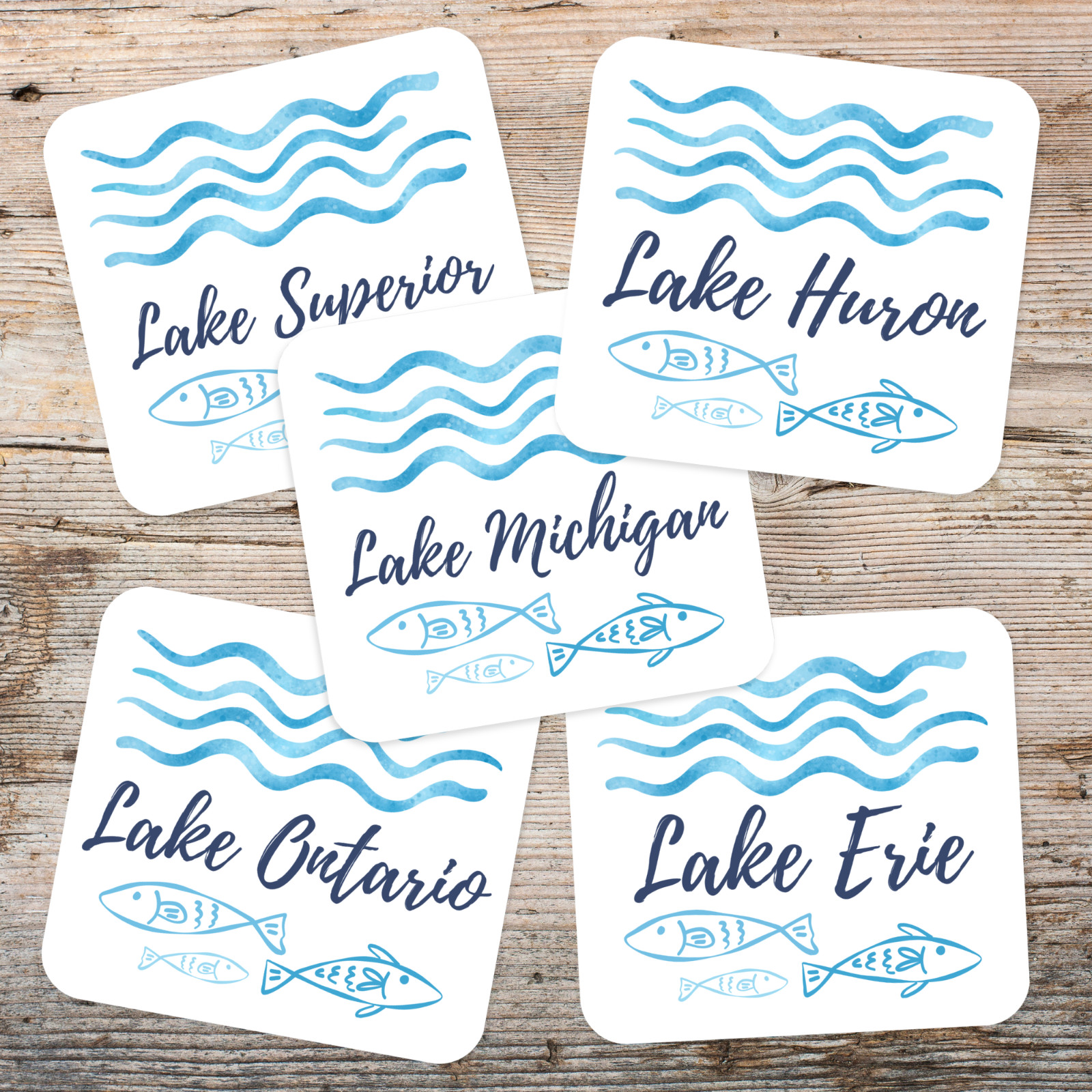 Great Lakes Stickers Set Michigan Superior Huron Erie Ontario Vinyl