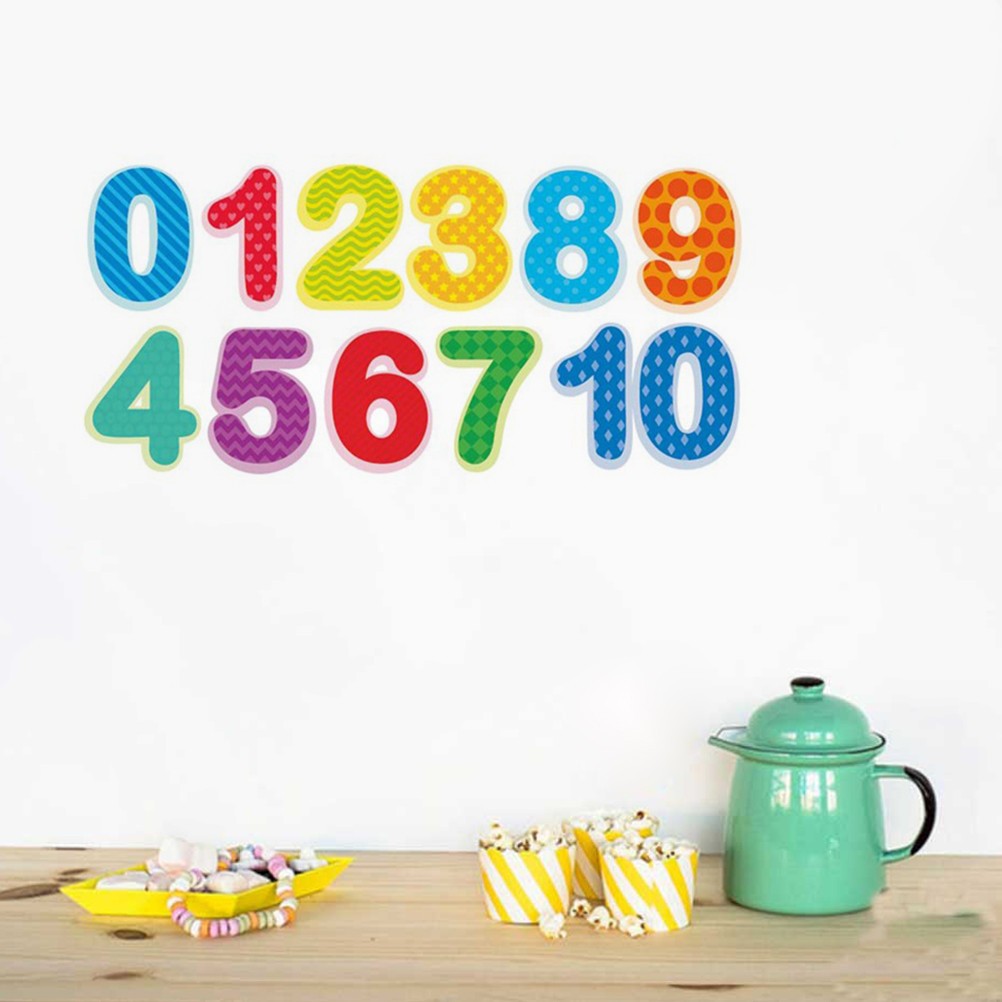 Digital Wall Stickers Child Colourful Decals Numbers Kids for Bedroom