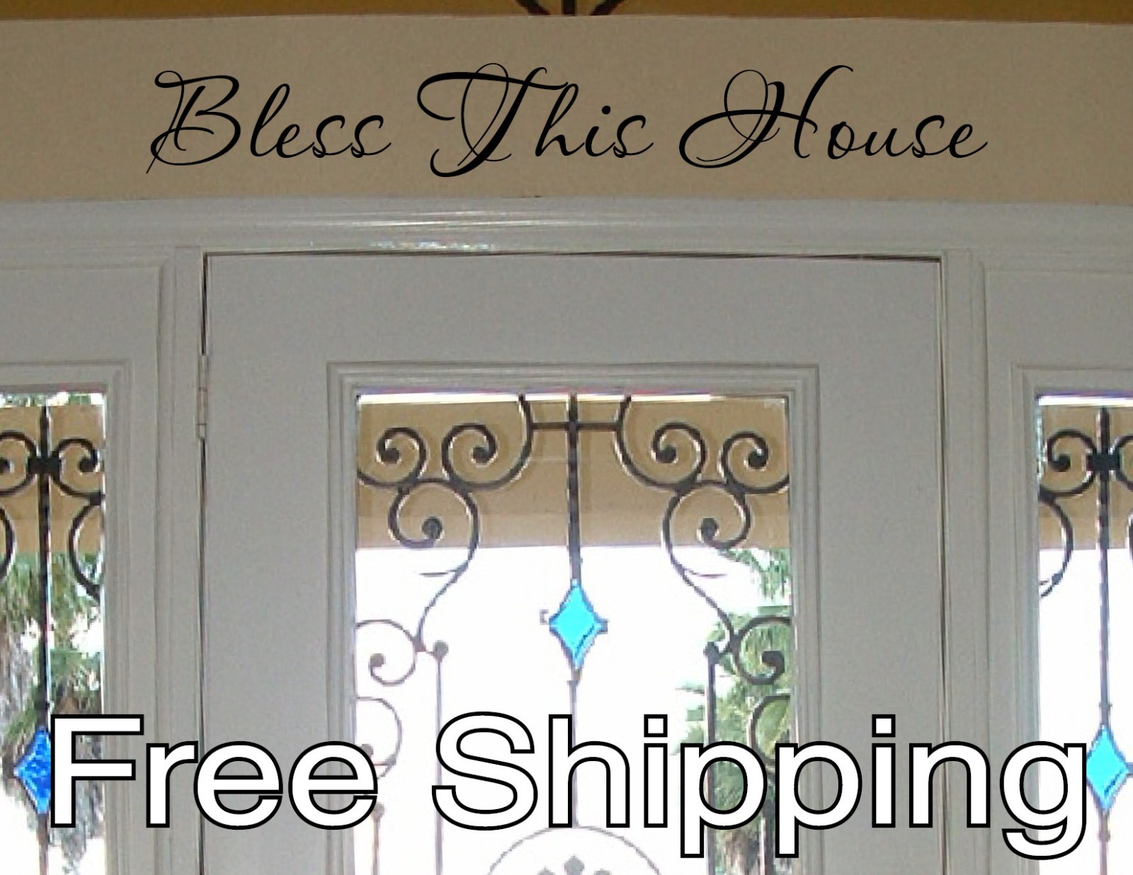 BLESS THIS HOUSE – vinyl wall decal sticker home door quote art FREE SHIPPING!!!