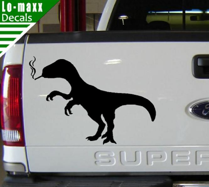 Smoking Dinosaur Art Custom Design Various Sizes & Colors Die Cut Vinyl Decal