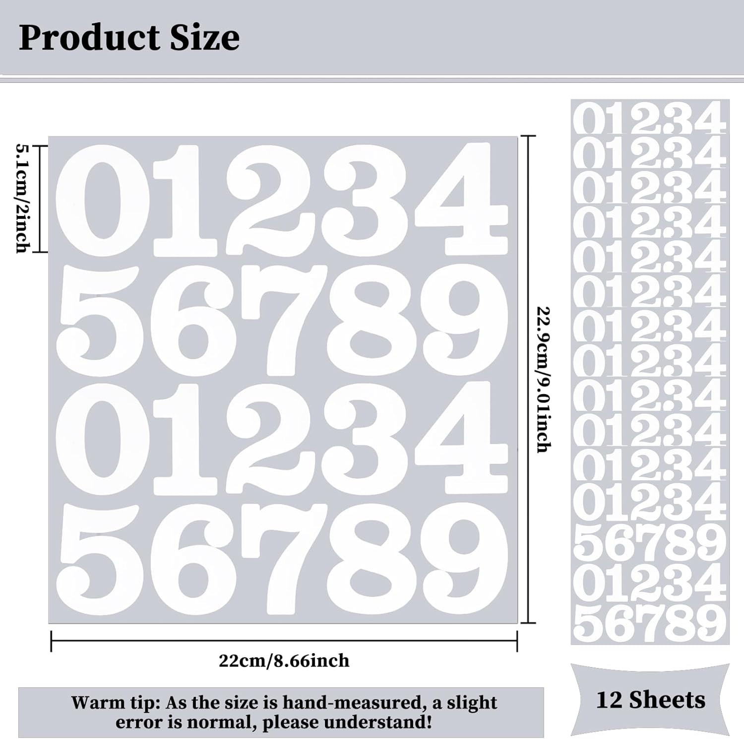 24 Sets 2 Inch 0-9 Self Adhesive Vinyl Number Stickers for File,Lockers,Mailbox,