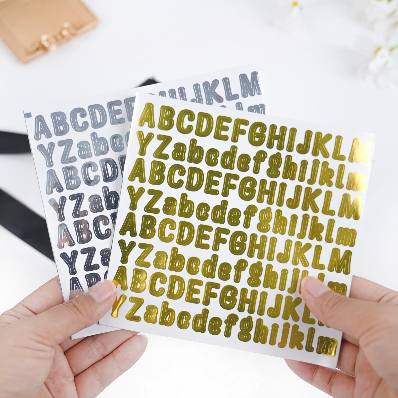 2080 Pieces 10 Sheets Silver Small Letter Stickers, 1/2 Inch Self Adhesive Al…