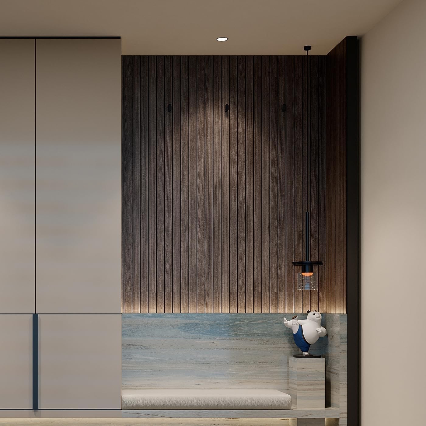 Self-Adhesive PVC Slat Wall Panel 236”x15.75” – Luxurious Faux Wood Finish