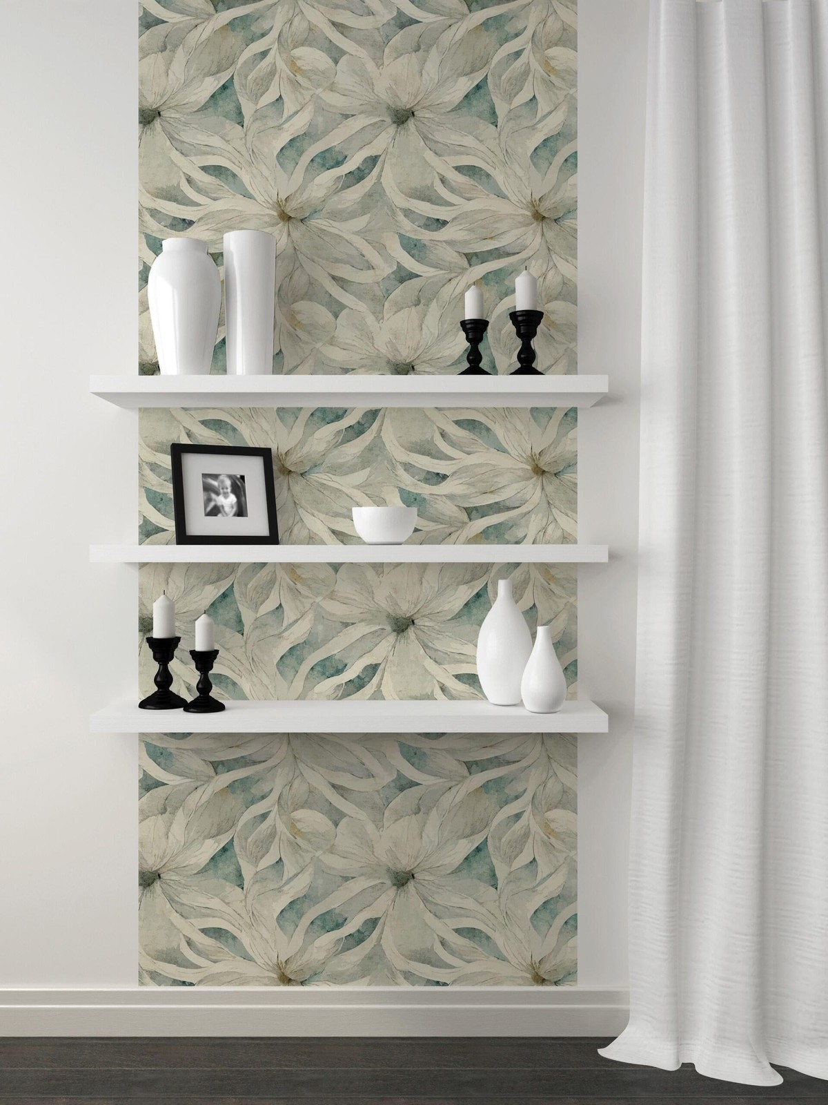 Peel and Stick Wallpaper Roll 17.5 x 216 Urban Stems Design in Vinyl Sticker …