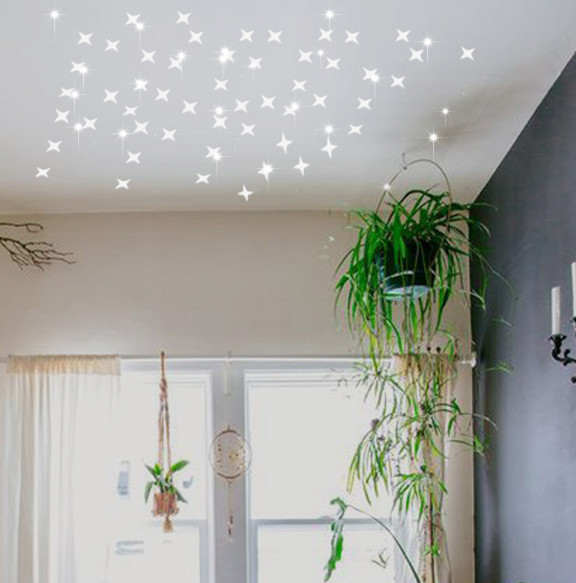 50pcs 5*5cm acrylic 3D star shape mirror wall decals wall stickers home decor