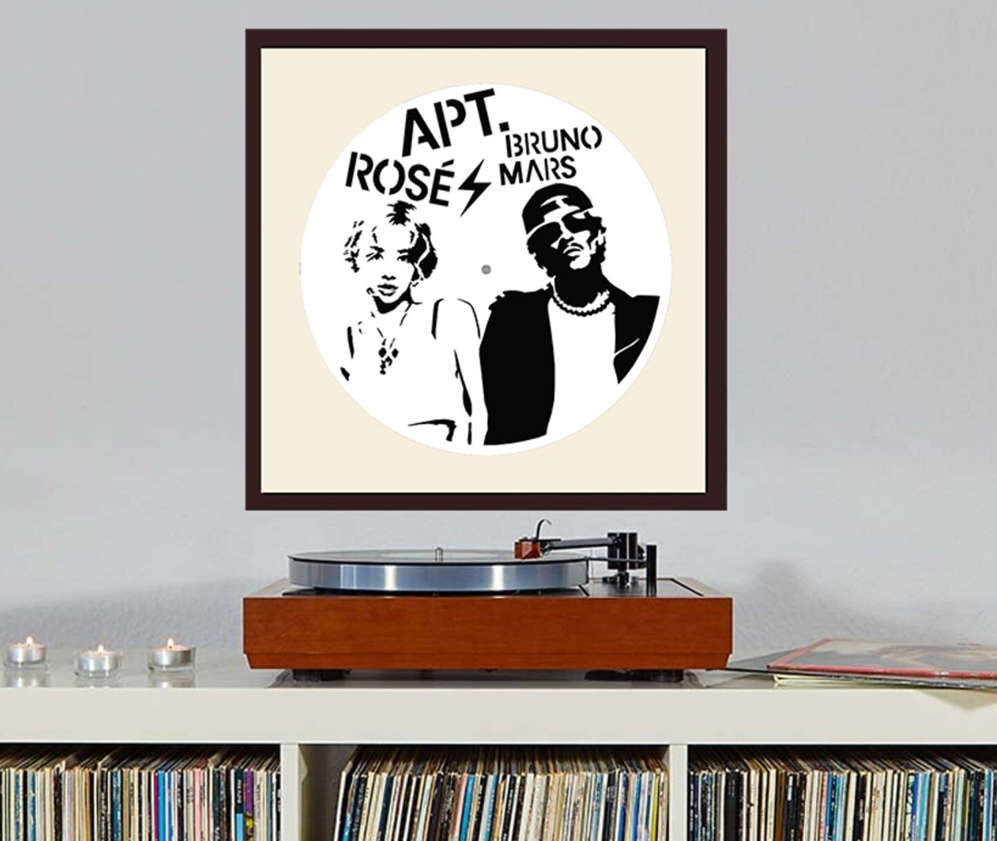 Handcrafted LP Record Vinyl Art Frame Home Decor – Rosé & Bruno APT Mars Edition