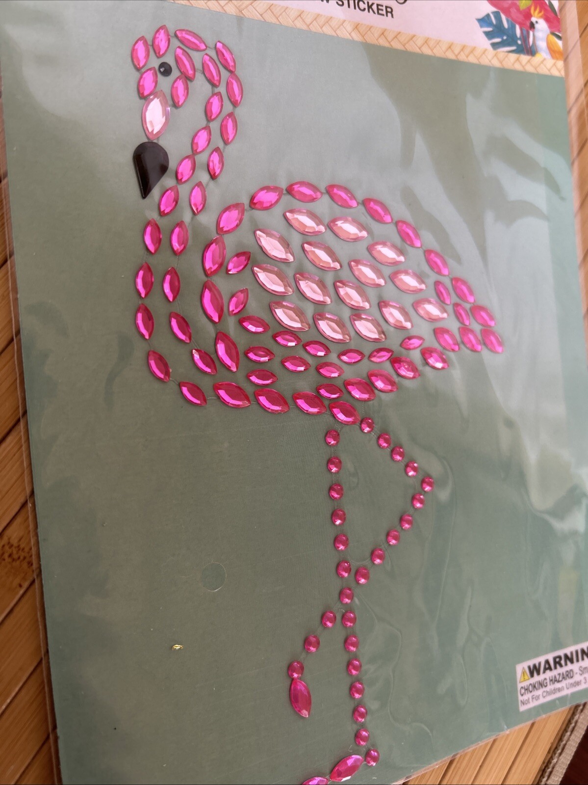 Flamingo window sticker Let’s Party 7×4.4” Shiny Rhinestone Like 2 Tone Pink