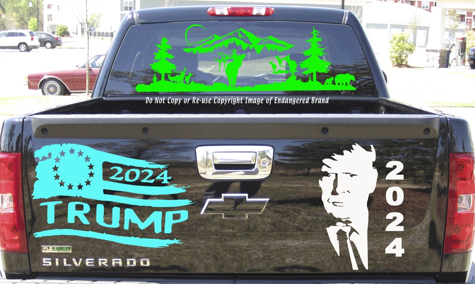 – Trump 2024 Tattered Flag 13 stars Left President Make America Great Sticker