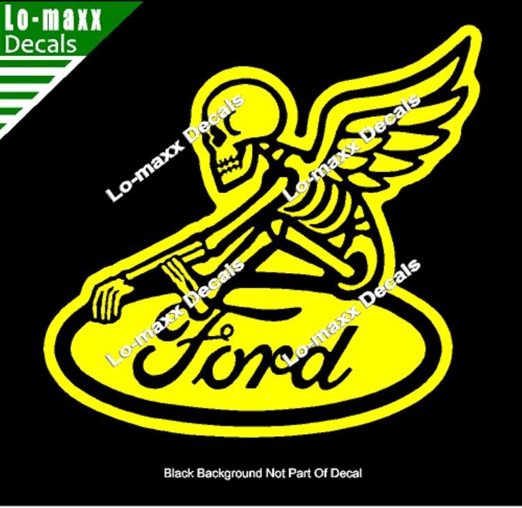 Ford Reaper Skeleton Wings Car Truck Window Hood Die Cut Vinyl Decal Sticker