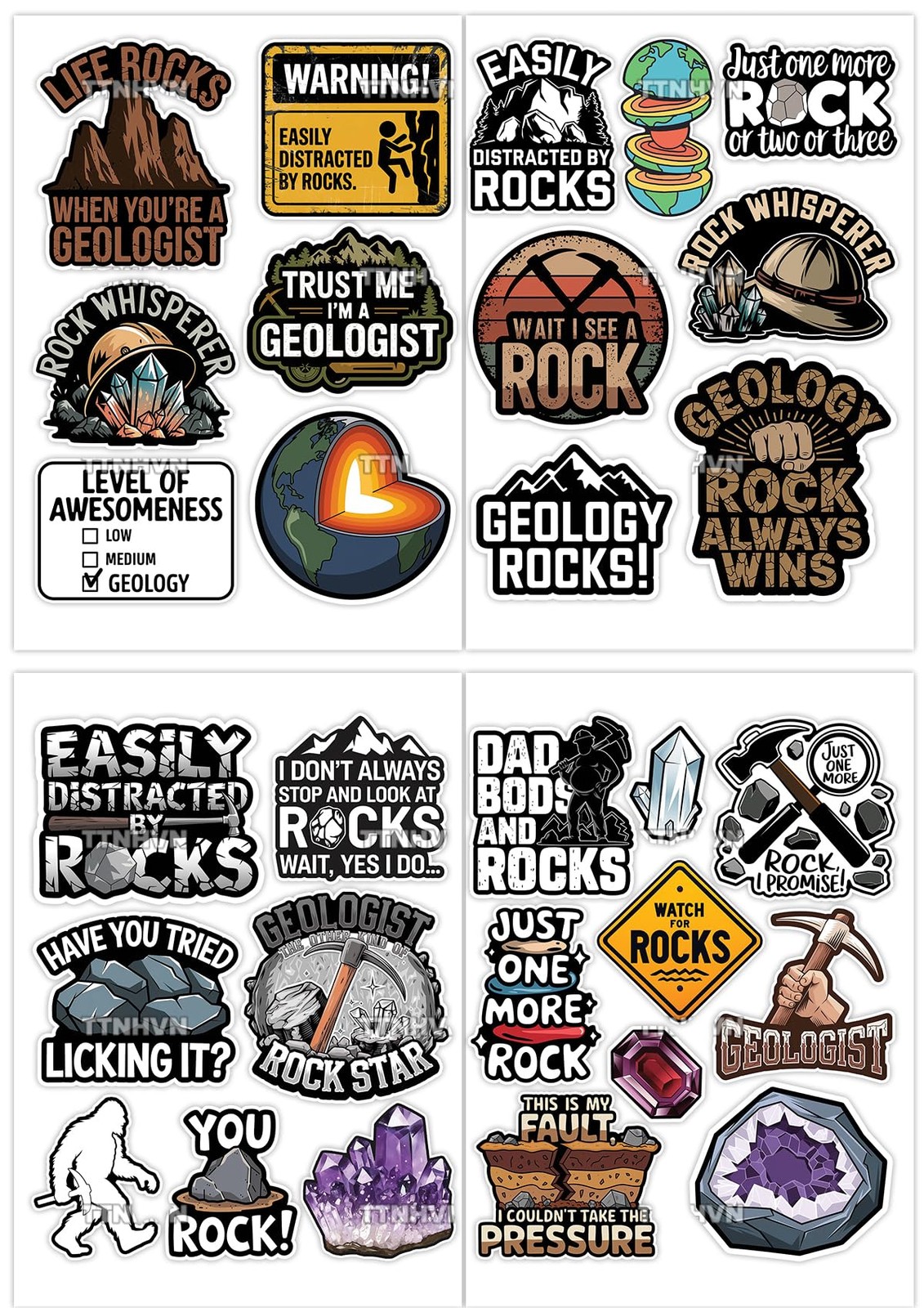 55 PCS Geology Stickers Geology Party Favors & Decorations Waterproof Vinyl Deca