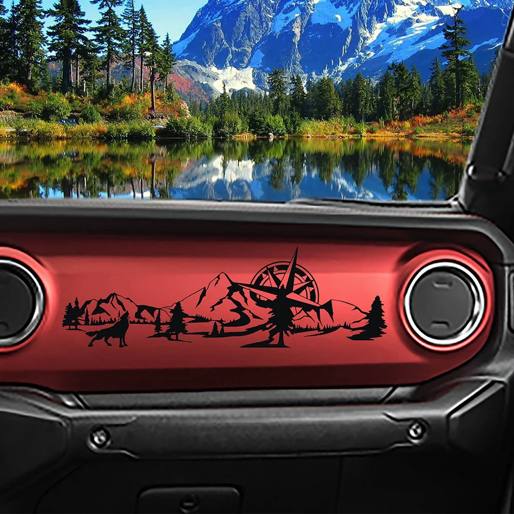Aftermarket Jeep Wrangler JL & Gladiator JT Dashboard Decal – Wolf, Mountain & C