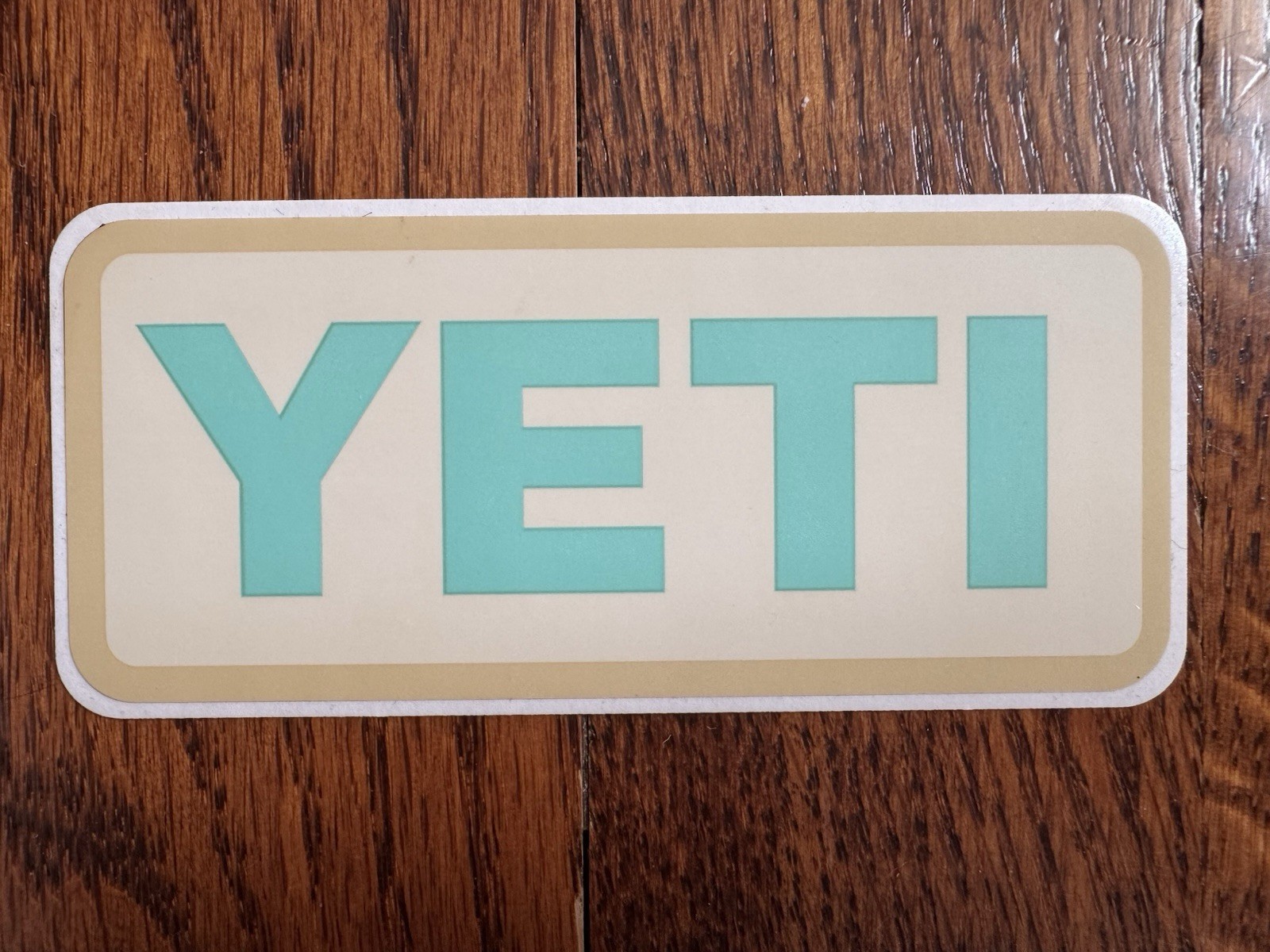 Authentic YETI Decal Aqua Beige Vinyl Sticker Logo Rambler Tumbler Cup Cooler YE