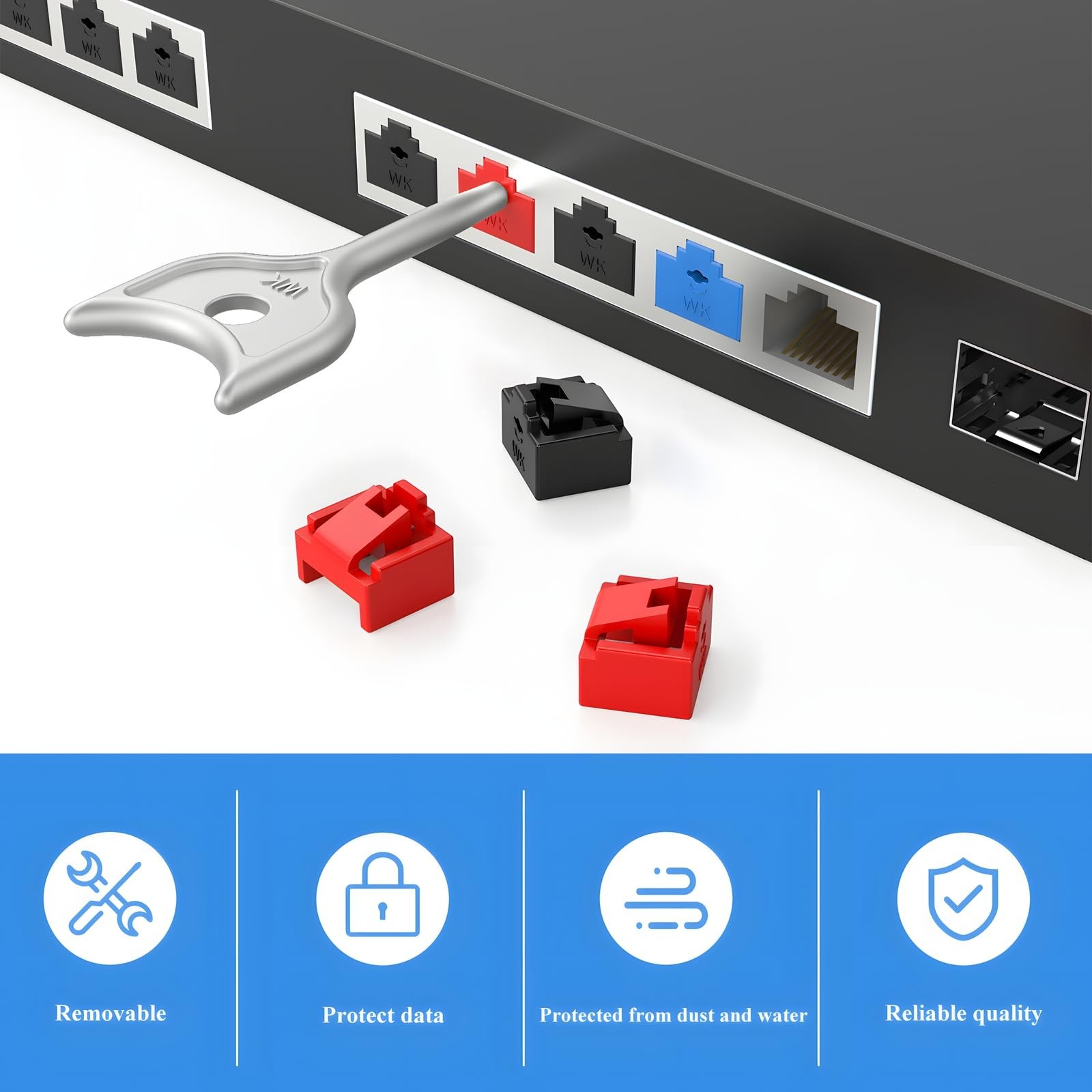 35 Pcs RJ45 Port Lock with 3 Key, Lock RJ45 Port/Dust Protector, RJ45 Dust Co…