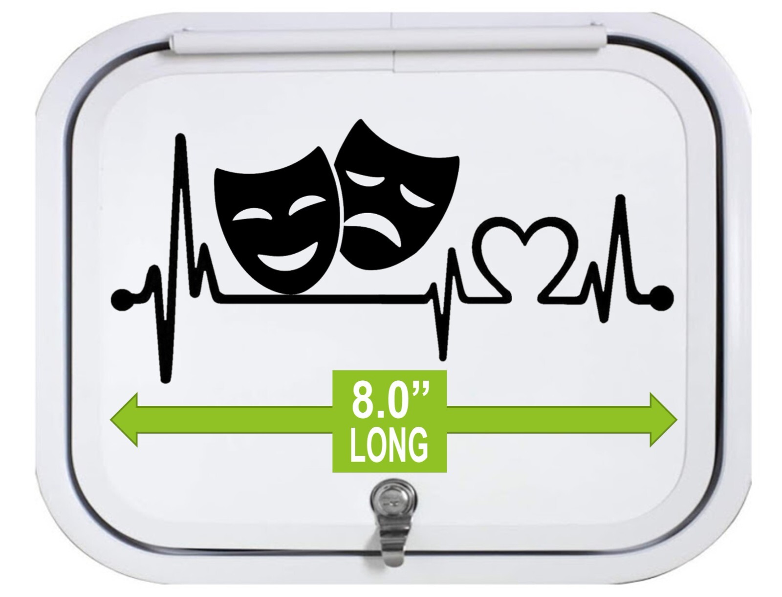 Comedy Tragedy Drama Theater Masks Heartbeat Lifeline Decal Sticker for Car 2089