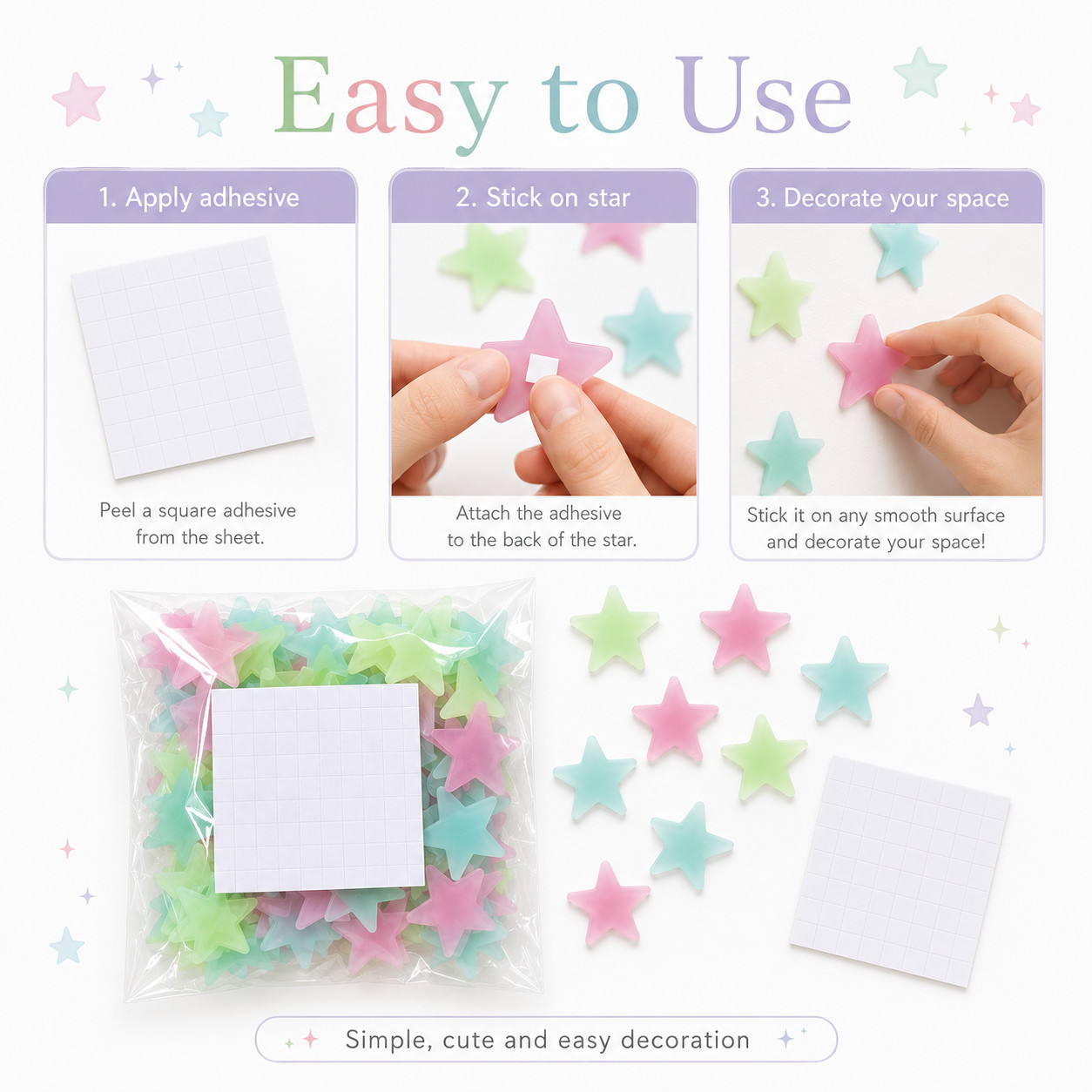 Colorful Luminous Star Wall Stickers Kids Room Glowing Decor Stickers