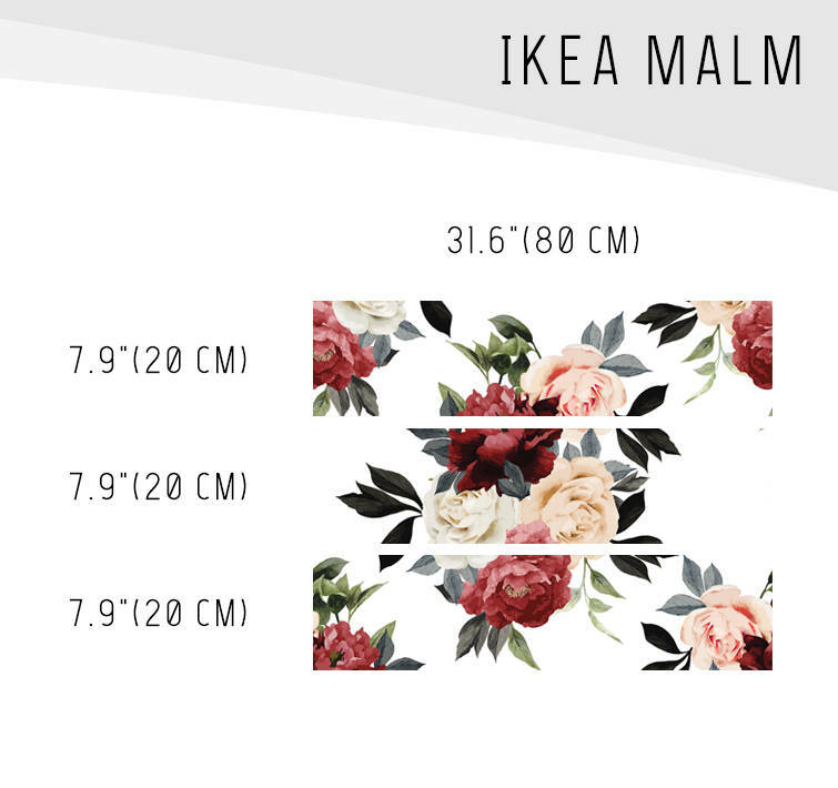 IKEA MALM dresser vintage roses Removable sticker for furniture decor
