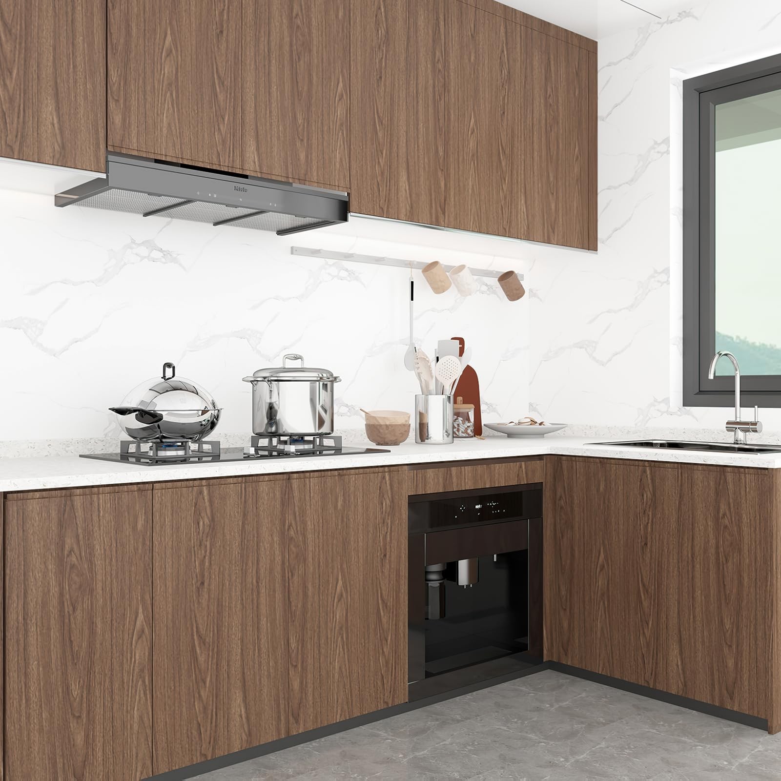 Walnut Wood Grain Contact Paper Wood Wallpaer for Cabinets 16×78" Peel & Stick