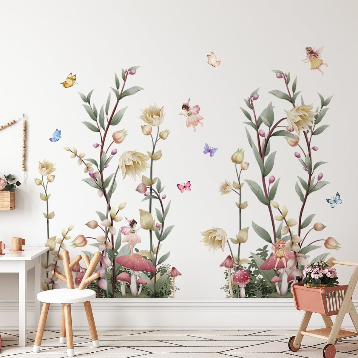 Boho Flower Wall Decals Fairy Wall Decor Wildflower Stickers with Peel and St…
