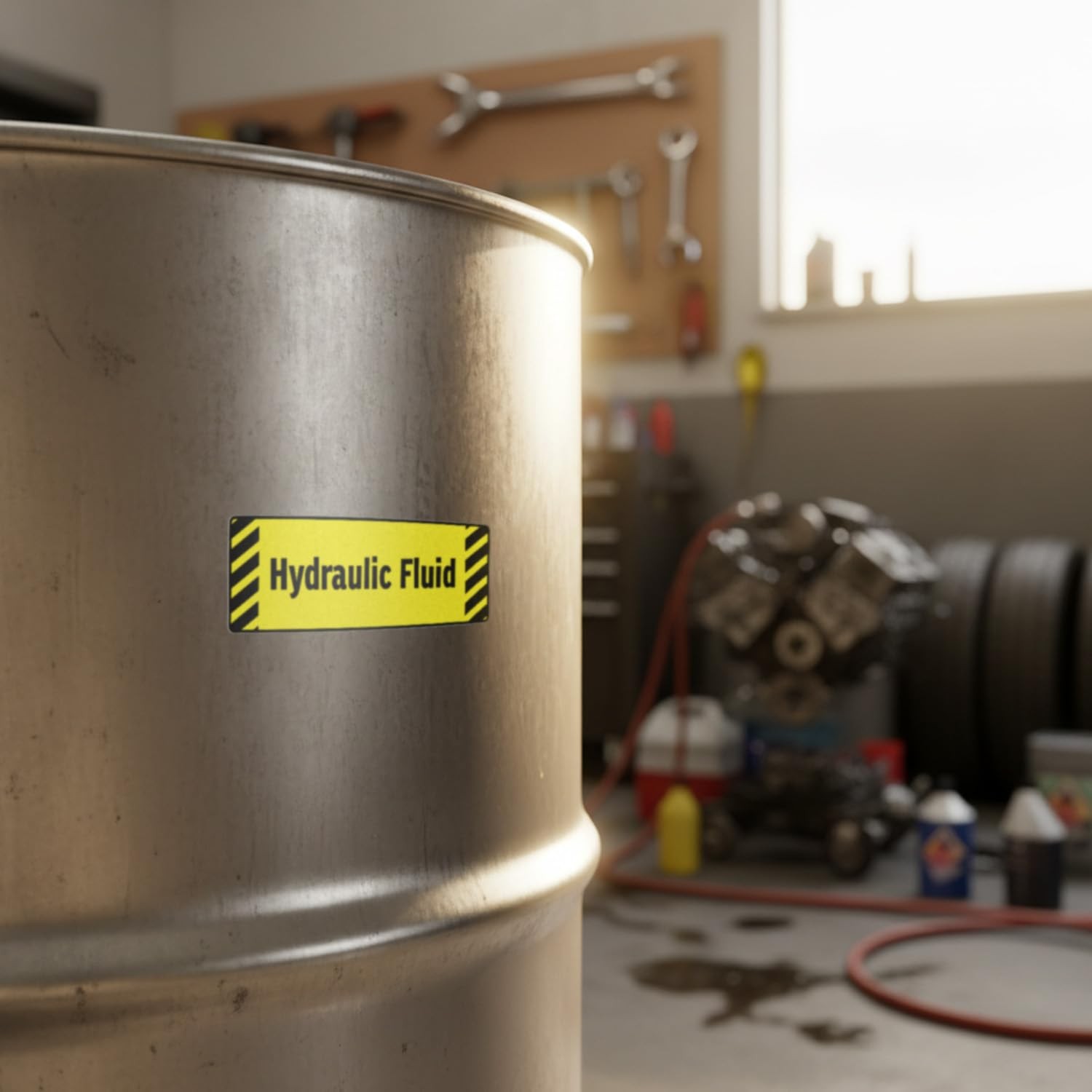 Hydraulic Fluid Vinyl Stickers | 6" Weatherproof Decals for Fuel Tanks & Trucks